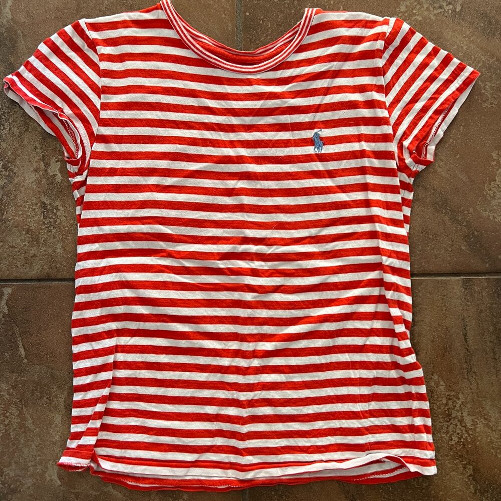 Ralph Lauren Red and White Striped Tee